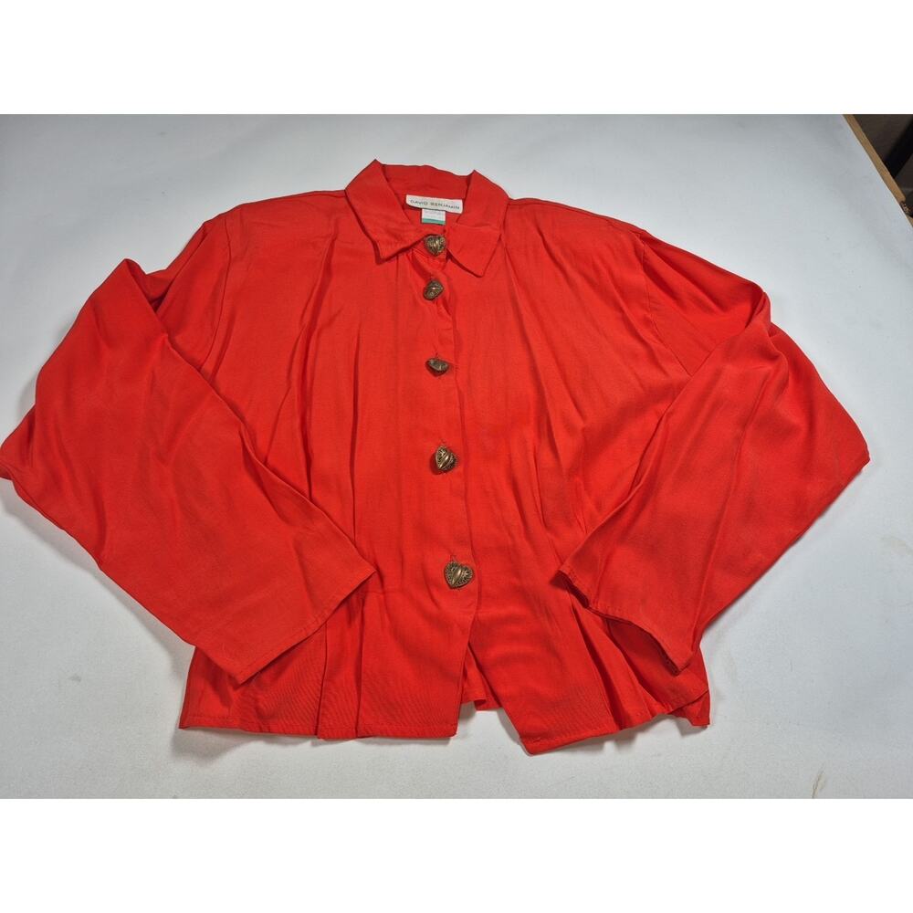 Vintage David Benjamin Red Button Up Shirt Size Small 1980s